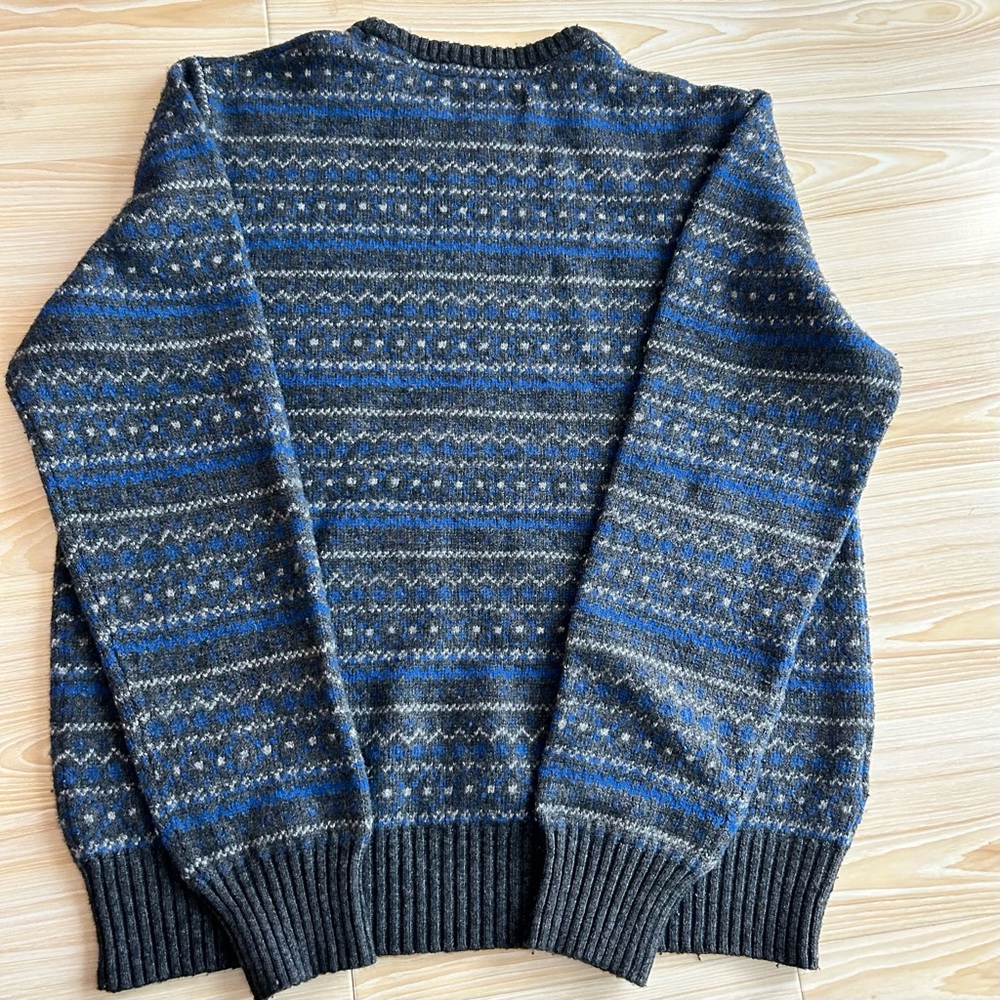 Eddie Bauer Men’s Fair Isle Wool Blend Crewneck Sweater- Blue/Gray - Large - Picture 2 of 10